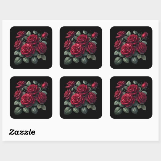Red Gothic Roses スクエアシール (シート)