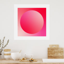 Red Gradient Circle Vignette Abstract Design ポスター