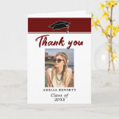 Red Graduate Cap卒業写真ありがとう カード (黄色い花)