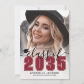 Red Graduate Photo Graduation 案内状 (正面)