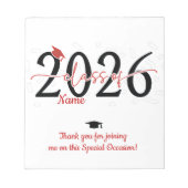 Red Graduation Candy Bar Wraps Party Favor ノートパッド (正面)