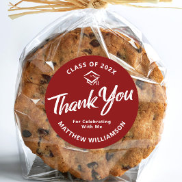 Red Graduation Script Capはっきりした Thank You ミニマル ラウンドシール