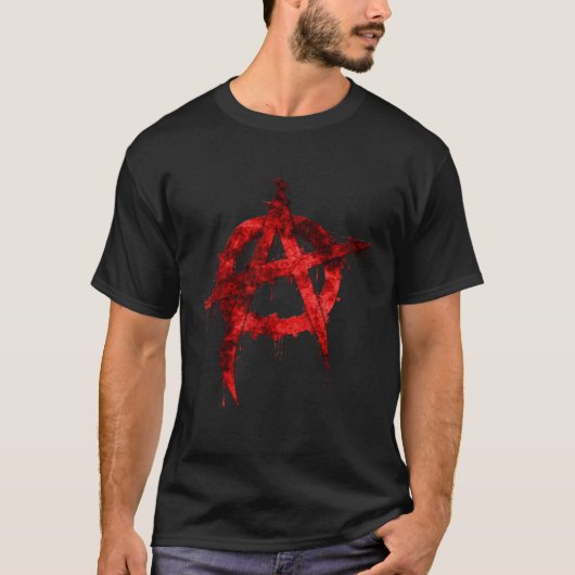 Red Graffiti Anarchy Symbol Tシャツ (正面)
