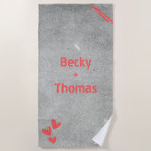 Red graffiti name on gray concrete, your  ビーチタオル (正面)