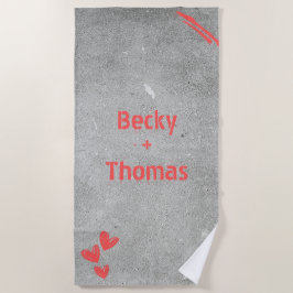 Red graffiti name on gray concrete, your  ビーチタオル