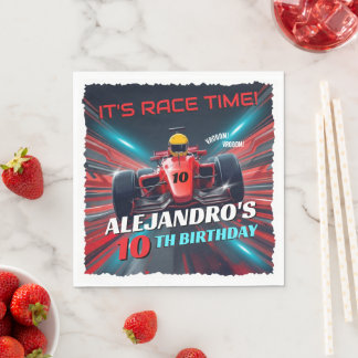 Red Grand Prix Racing Car Birthday スタンダードランチョンナプキン
