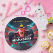 Red Grand Prix Racing Car Birthday ペーパープレート (パーティー)