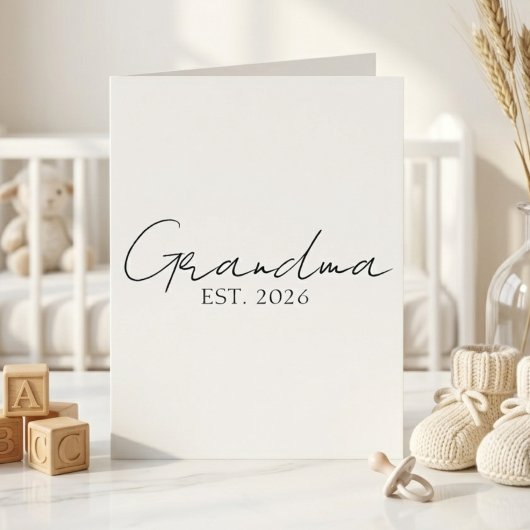 Red Grandma Est Year Minimal Script Lettering カード