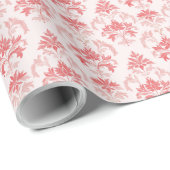 Red  Grandmillennial Christmas Damask ラッピングペーパー (ロールコーナー)