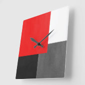 Red Gray Black and White Geometric Block スクエア壁時計 (傾斜)