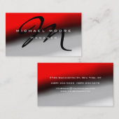 Red Gray Black Monogram Manager Business Card 名刺 (正面/裏面)
