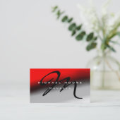 Red Gray Black Monogram Manager Business Card 名刺 (スタンド正面)
