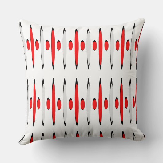 Red Gray Black Retrofuturism Designer Modernist クッション (裏面)