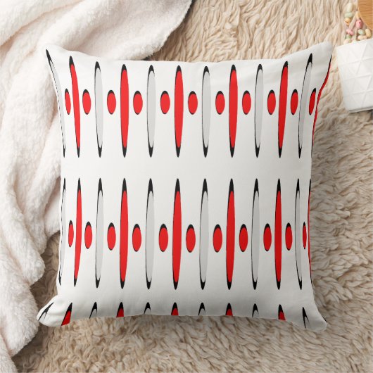 Red Gray Black Retrofuturism Designer Modernist クッション (ブランケット)