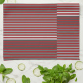 Red, Gray, Black, White Stripes キッチンタオル (折り畳み)