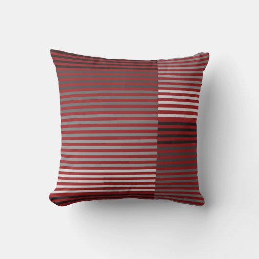 Red, Gray, Black, White Stripes クッション (正面)