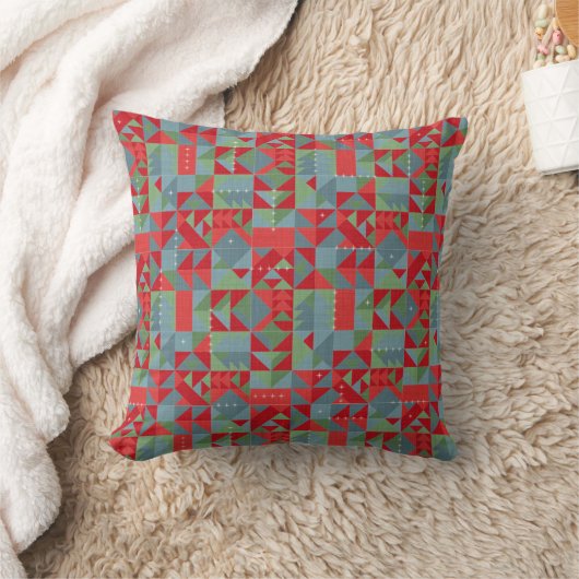 Red, gray, green geometric pattern. クッション (ブランケット)