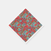 Red, gray, green geometric pattern. スタンダードカクテルナプキン (角)