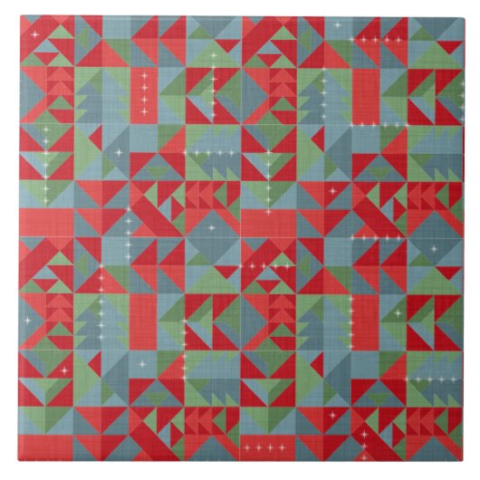 Red, gray, green geometric pattern. タイル (正面)