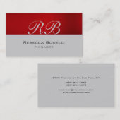 Red Gray Monogram Managerの名刺 名刺 (正面/裏面)