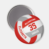 red gray school colors volleyball マグネット (正面/裏面)