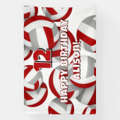red gray volleyballs kids birthday party 横断幕 (縦)