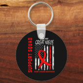Red Great Niece Heart Disease Awareness Flag Graph キーホルダー (正面)