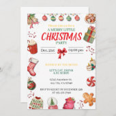 Red, Green and Gold Christmas Invitation 招待状 (正面/裏面)