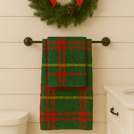 Red Green and Gold Sparkle Christmas Plaid  バスタオルセット