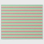 Red Green and White Zigzag ラッピングペーパー (フラット)