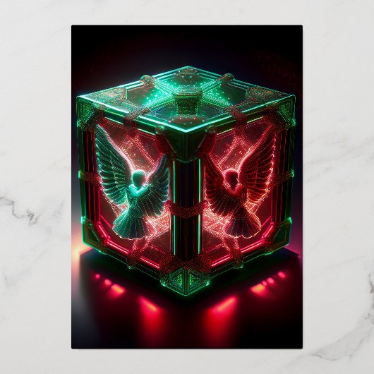 Red & Green Angels Watch Over Metallic Light Box 箔シーズンカード (正面)