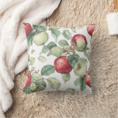 Red Green Apple Fruit Pattern Watercolor Rustic  クッション (ブランケット)