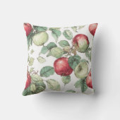Red Green Apple Fruit Pattern Watercolor Rustic  クッション (裏面)