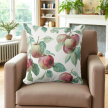 Red Green Apple Fruit Pattern Watercolor Rustic 