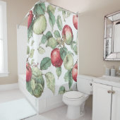 Red Green Apple Fruit Pattern Watercolor Rustic  シャワーカーテン (インサイチュ)