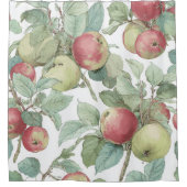 Red Green Apple Fruit Pattern Watercolor Rustic  シャワーカーテン (正面)