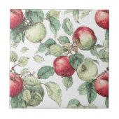 Red Green Apple Fruit Pattern Watercolor Rustic  タイル (正面)
