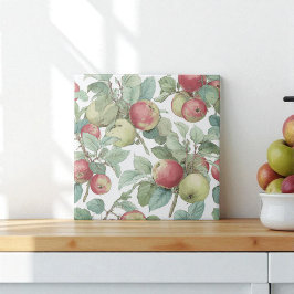Red Green Apple Fruit Pattern Watercolor Rustic  タイル