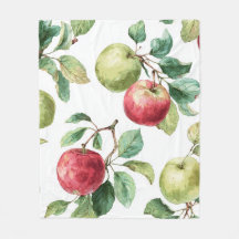 Red Green Apple Fruit Pattern Watercolor Rustic 