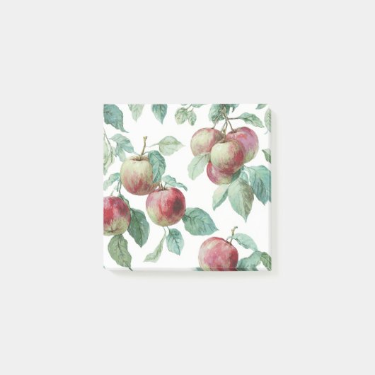 Red Green Apple Fruit Pattern Watercolor Rustic  ポストイット (正面)