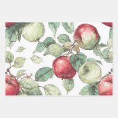 Red Green Apple Fruit Pattern Watercolor Rustic  ラッピングペーパーシート (正面2)