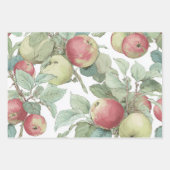 Red Green Apple Fruit Pattern Watercolor Rustic  ラッピングペーパーシート (正面)