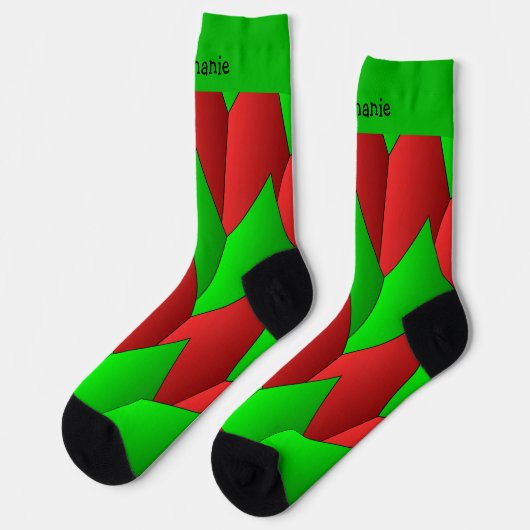 Red Green Art Deco Design Socks ソックス (左)