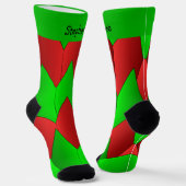Red Green Art Deco Design Socks ソックス (傾斜あり)