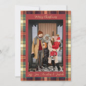 Red Green Blue Tartan Christmas Photo Card シーズンカード (正面)
