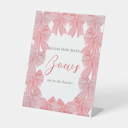  Red & Green Bow/Ribbon Baby Shower How Many Bows 台座サイン (正面)