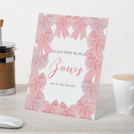  Red & Green Bow/Ribbon Baby Shower How Many Bows 台座サイン