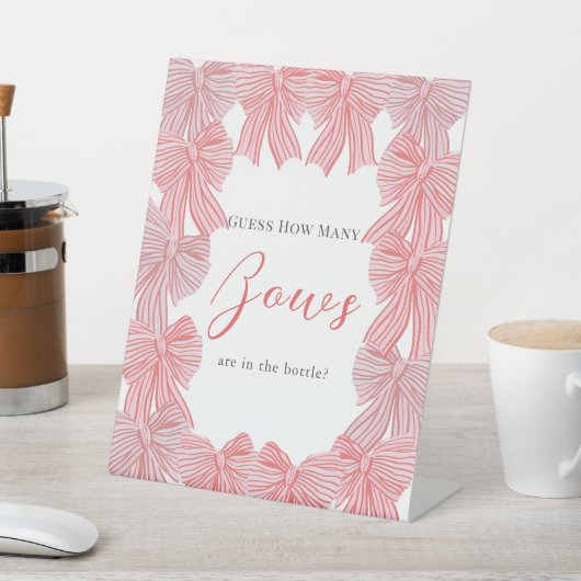  Red & Green Bow/Ribbon Baby Shower How Many Bows 台座サイン (インサイチュ)