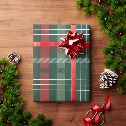 Red & Green Buffalo Plaid オリジナル ラッピングペーパー (クリスマスギフト)