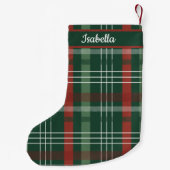 Red & Green Buffalo Plaid Personalized  スモールクリスマスストッキング (裏面)
